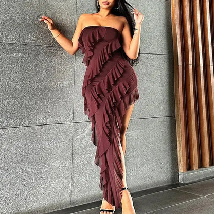 Women's Skinny Tube Top Backless Tassel Dress - Xandu Limited