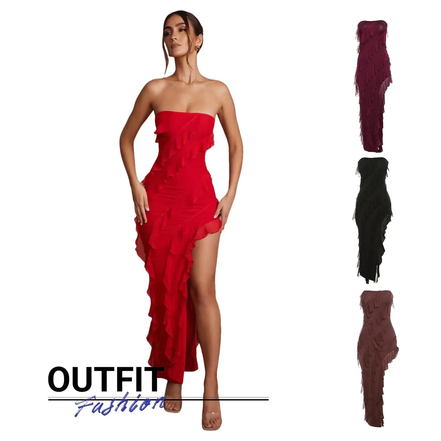 Women's Skinny Tube Top Backless Tassel Dress - Xandu Limited