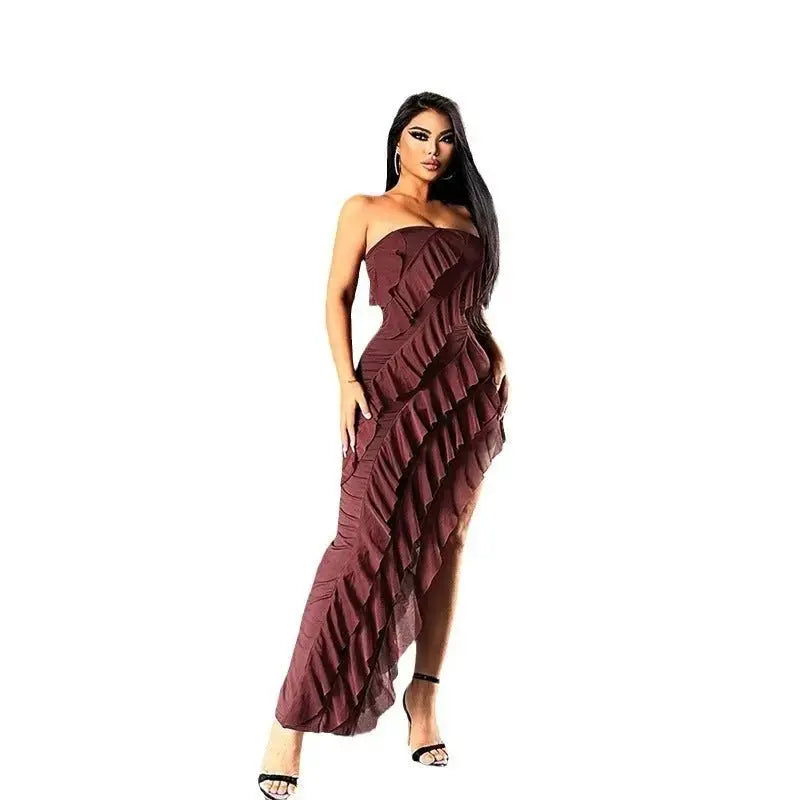 Women's Skinny Tube Top Backless Tassel Dress - Xandu Limited