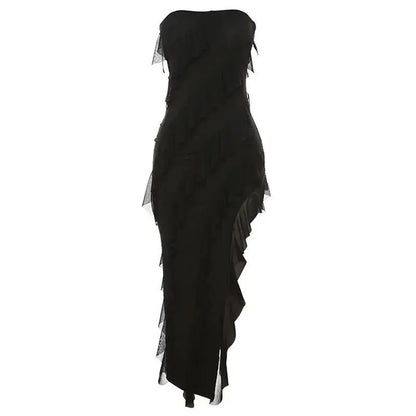 Women's Skinny Tube Top Backless Tassel Dress - Xandu Limited