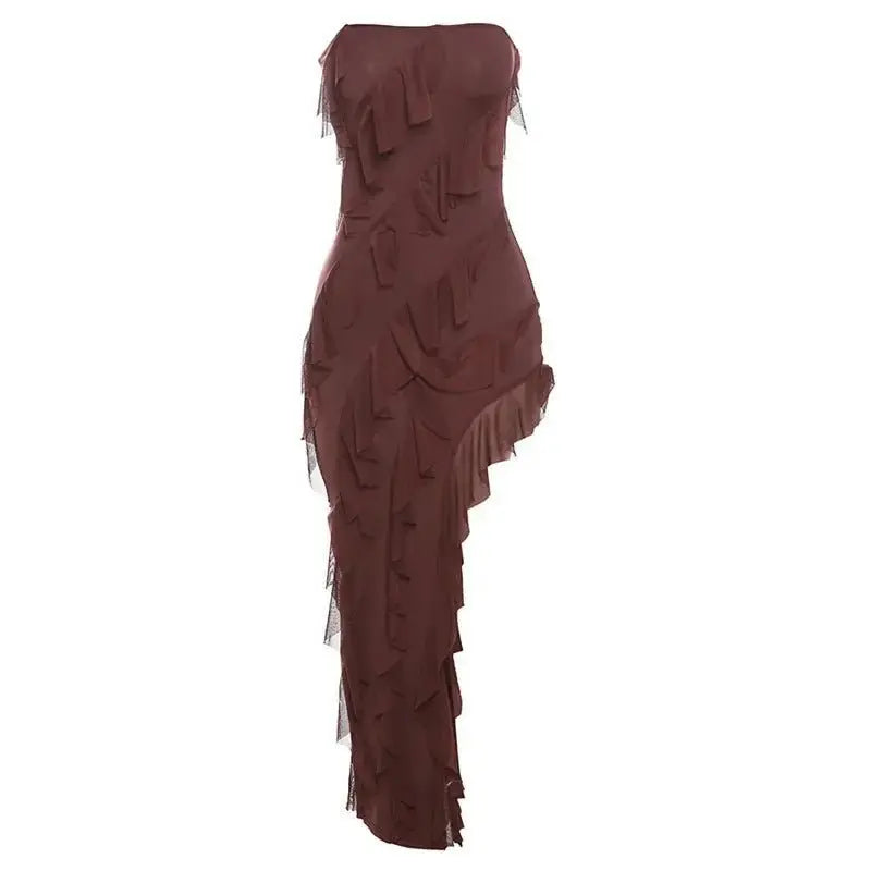 Women's Skinny Tube Top Backless Tassel Dress - Xandu Limited