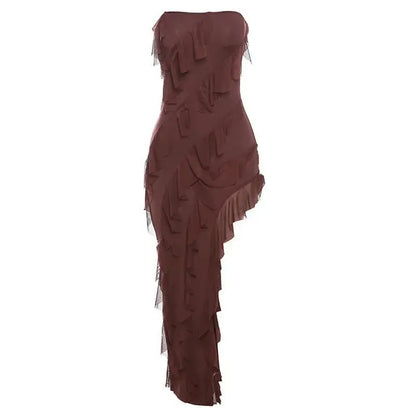 Women's Skinny Tube Top Backless Tassel Dress - Xandu Limited