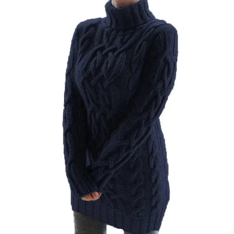 Women's Thick Sweater Dress - Double Lapel Long Dress for Winter - Xandu Limited