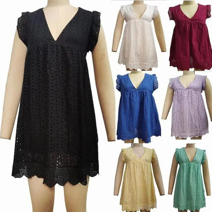 Women's sleeveless V - Neck Lace Dress with Pockets - Xandu Limited