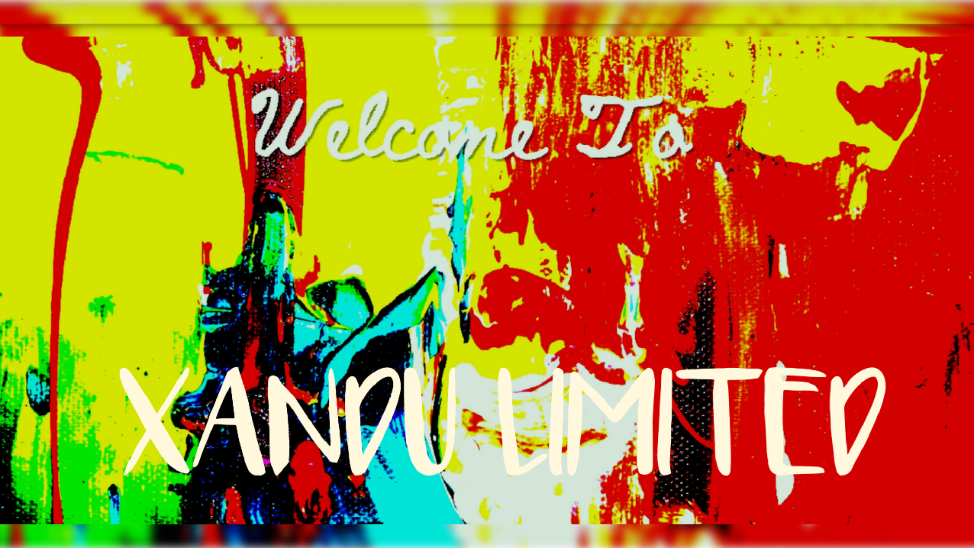 Colorsplash background with Welcome to Xandu Limited Sprayed on it