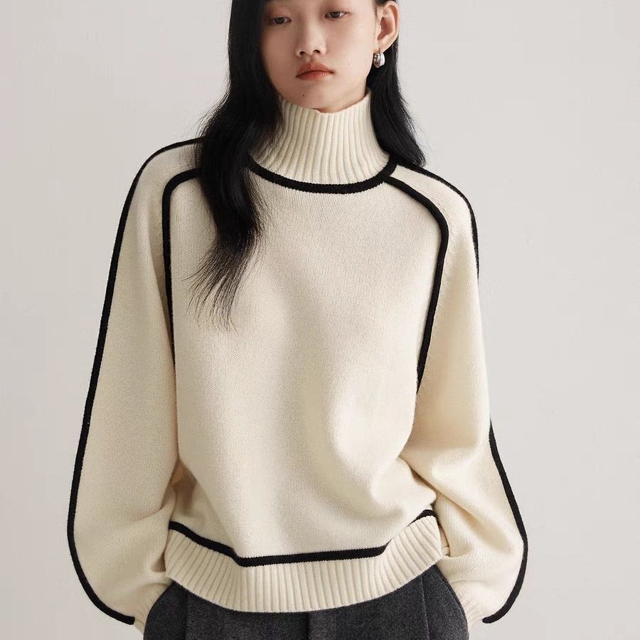 Autumn And Winter Half Turtleneck Three - dimensional Casual Loose Pullover Knitted Sweater Fashion Knit Top Outerwear - Xandu Limited