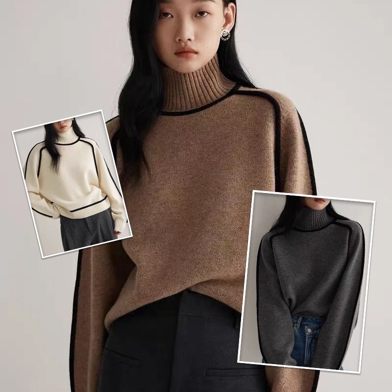 Autumn And Winter Half Turtleneck Three - dimensional Casual Loose Pullover Knitted Sweater Fashion Knit Top Outerwear - Xandu Limited