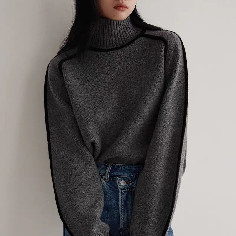 Autumn And Winter Half Turtleneck Three - dimensional Casual Loose Pullover Knitted Sweater Fashion Knit Top Outerwear - Xandu Limited