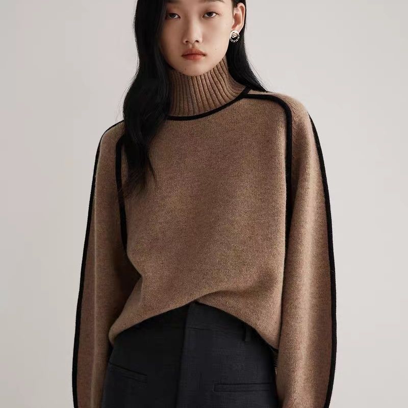 Autumn And Winter Half Turtleneck Three - dimensional Casual Loose Pullover Knitted Sweater Fashion Knit Top Outerwear - Xandu Limited