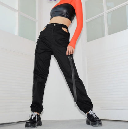 Black High - Waist Pencil Pants – Patchwork Hollow Streetwear Style - Xandu Limited