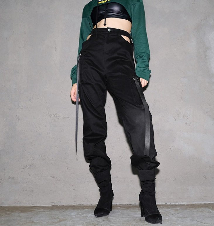 Black High - Waist Pencil Pants – Patchwork Hollow Streetwear Style - Xandu Limited