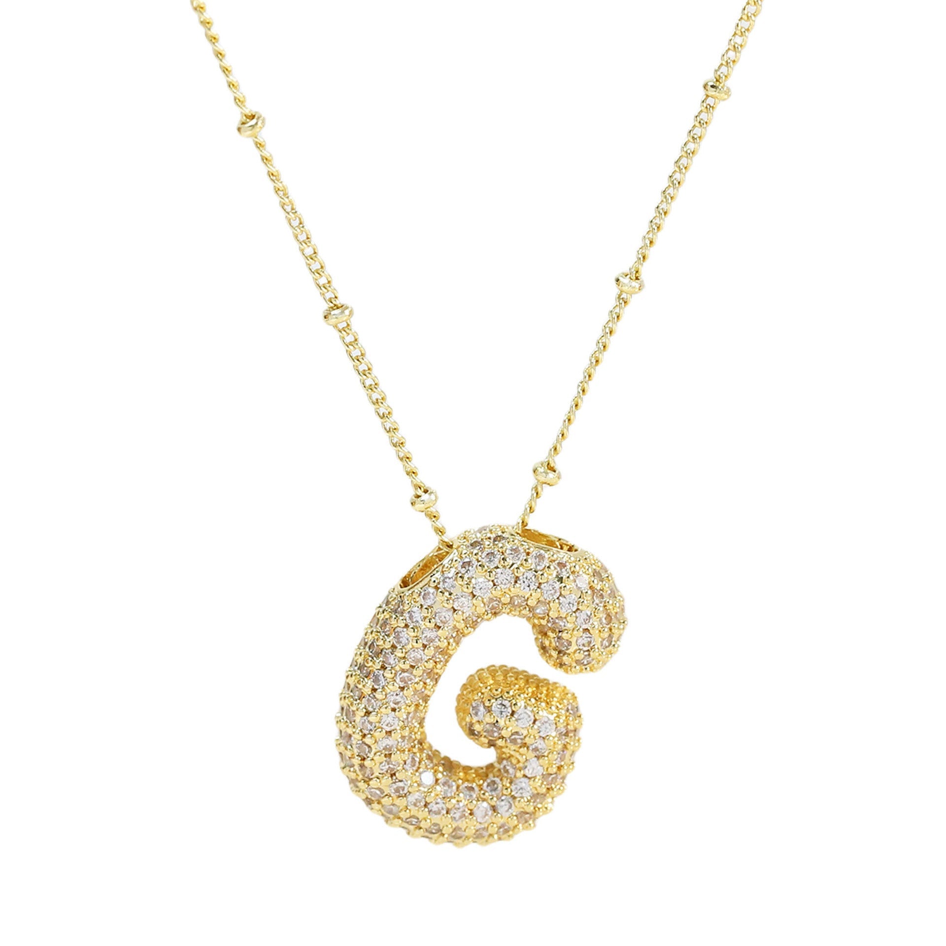 Brass Zircon Bubble Balloon Letter Pendant Necklace For Women - Xandu Limited