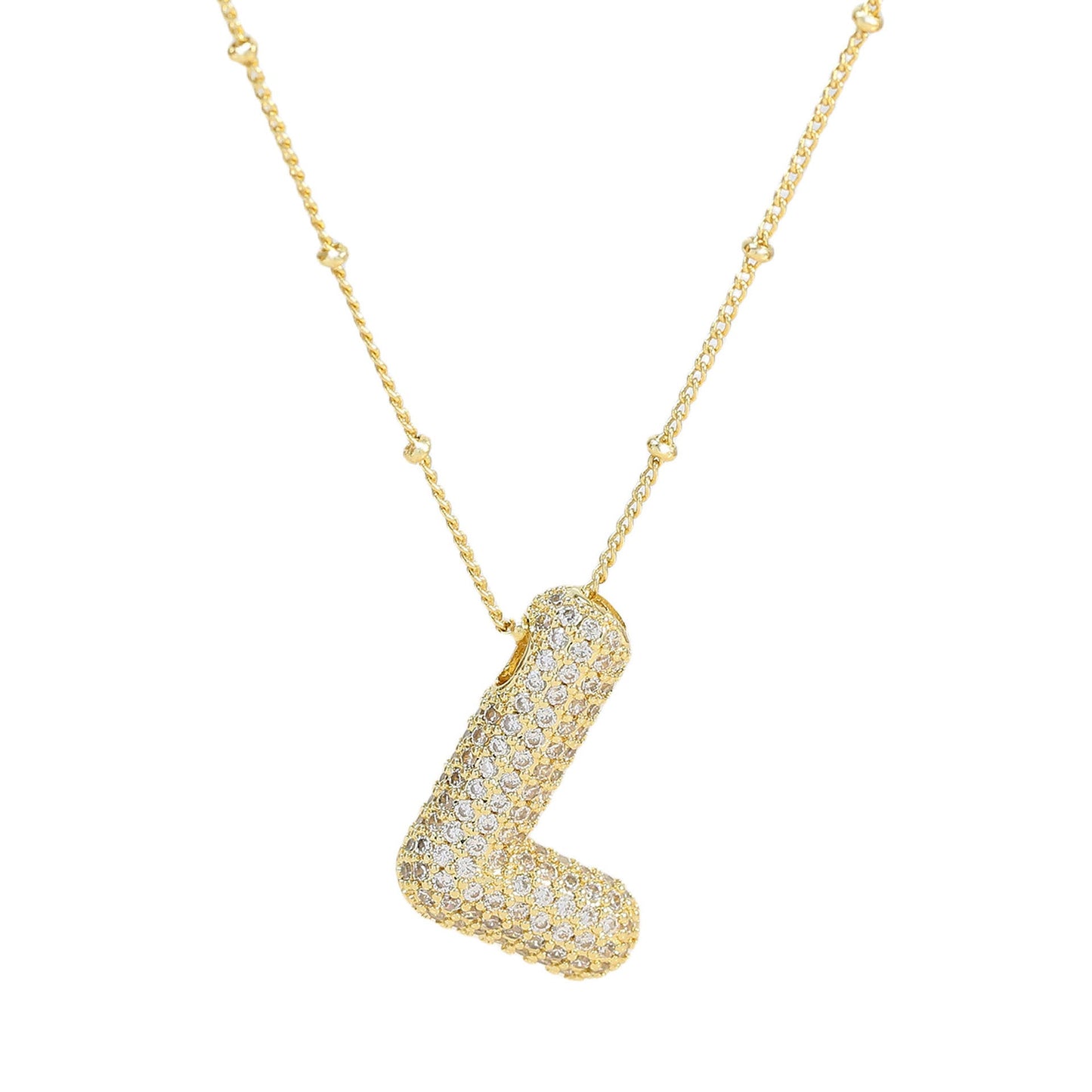 Brass Zircon Bubble Balloon Letter Pendant Necklace For Women - Xandu Limited