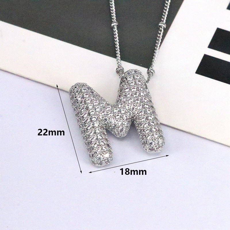 Brass Zircon Bubble Balloon Letter Pendant Necklace For Women - Xandu Limited