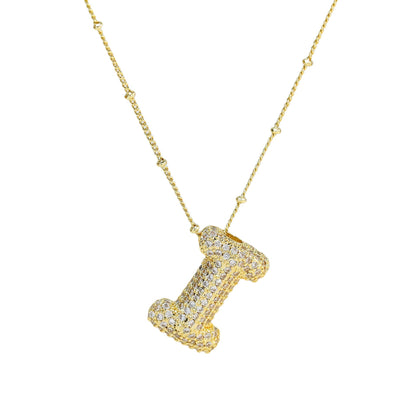 Brass Zircon Bubble Balloon Letter Pendant Necklace For Women - Xandu Limited