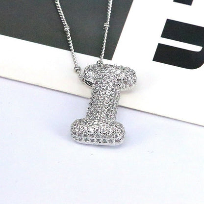 Brass Zircon Bubble Balloon Letter Pendant Necklace For Women - Xandu Limited