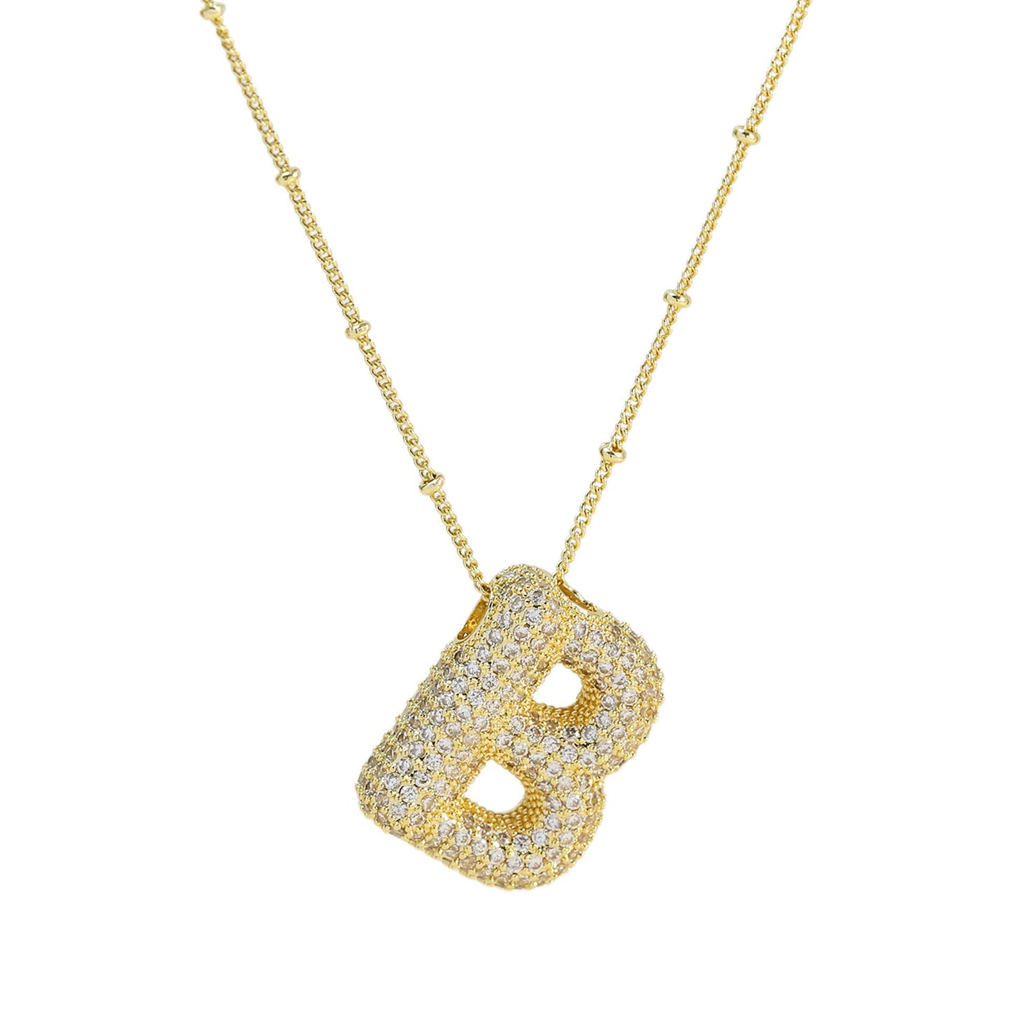 Brass Zircon Bubble Balloon Letter Pendant Necklace For Women - Xandu Limited