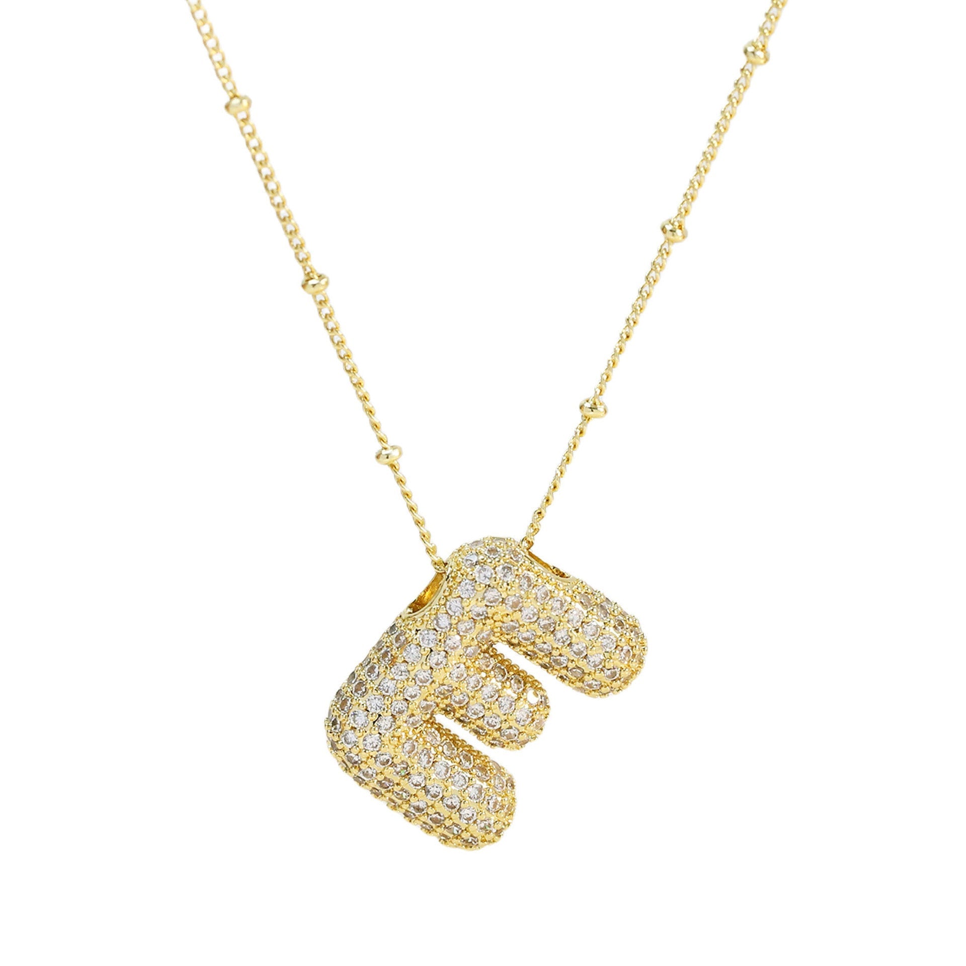 Brass Zircon Bubble Balloon Letter Pendant Necklace For Women - Xandu Limited