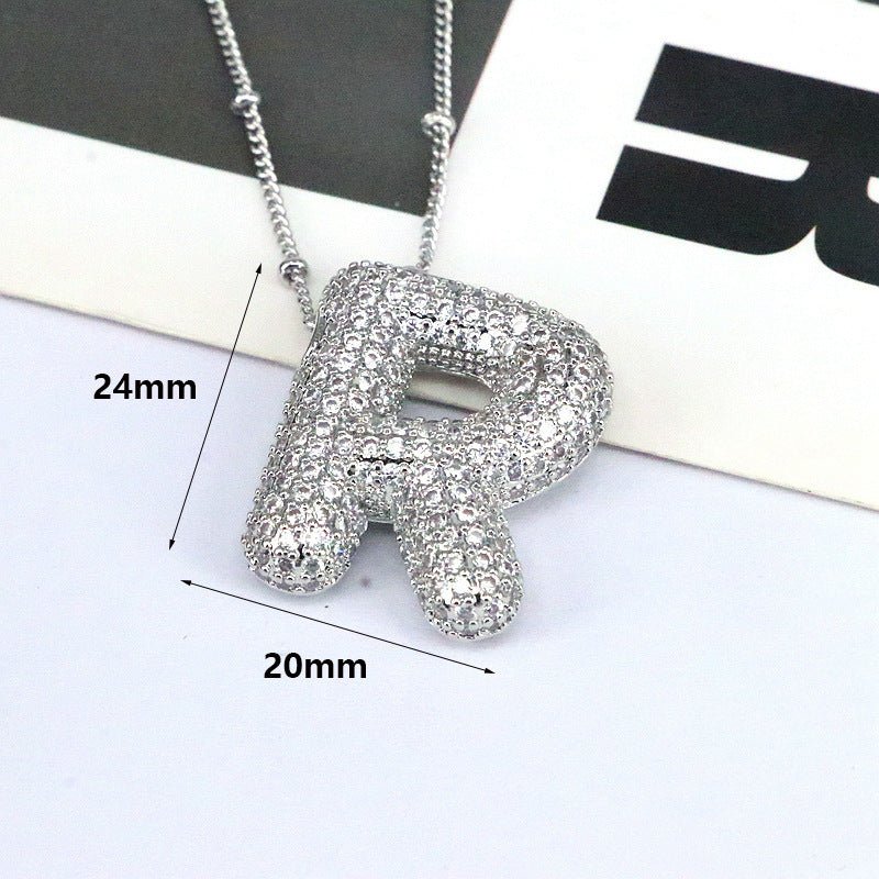 Brass Zircon Bubble Balloon Letter Pendant Necklace For Women - Xandu Limited