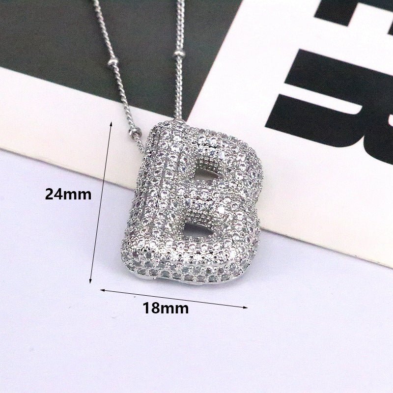 Brass Zircon Bubble Balloon Letter Pendant Necklace For Women - Xandu Limited