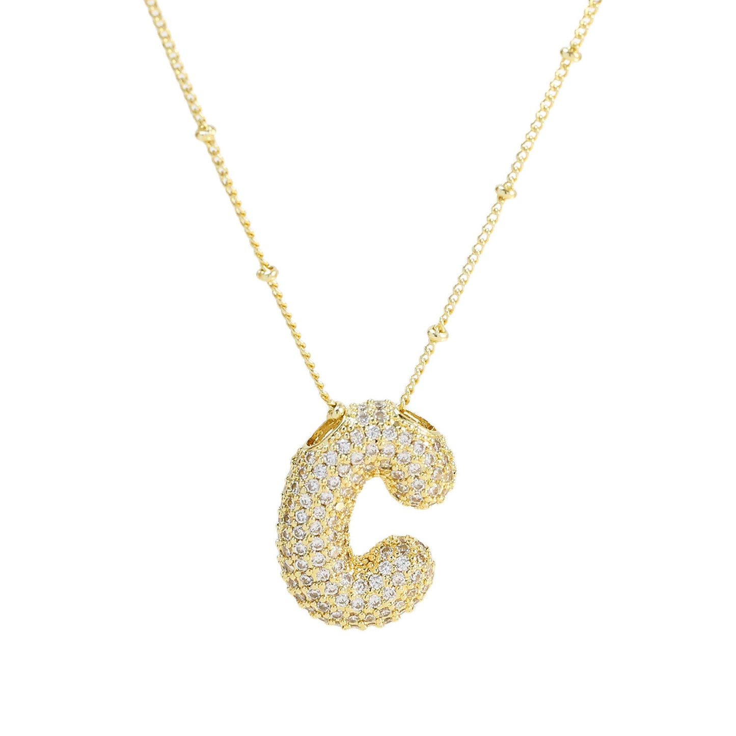 Brass Zircon Bubble Balloon Letter Pendant Necklace For Women - Xandu Limited