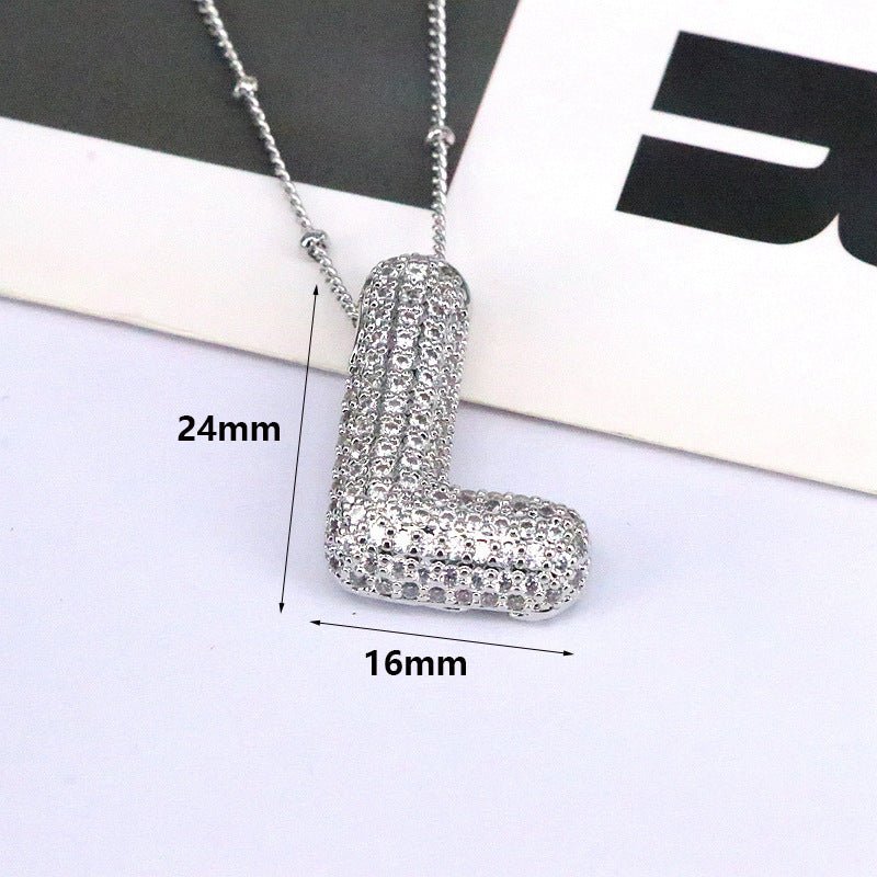 Brass Zircon Bubble Balloon Letter Pendant Necklace For Women - Xandu Limited