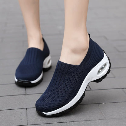 Breathable Mesh Sneakers – Slip - On Air Cushion Thick Sole Shoes - Xandu Limited