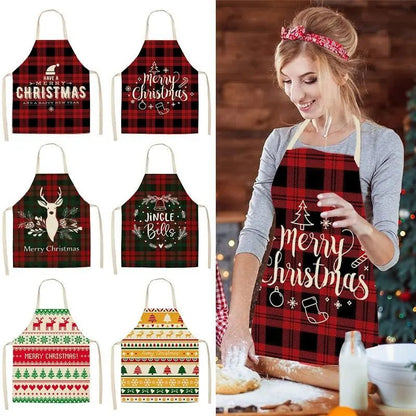 Creative Christmas Cotton Linen Apron - Festive Kitchen Decor - Xandu Limited