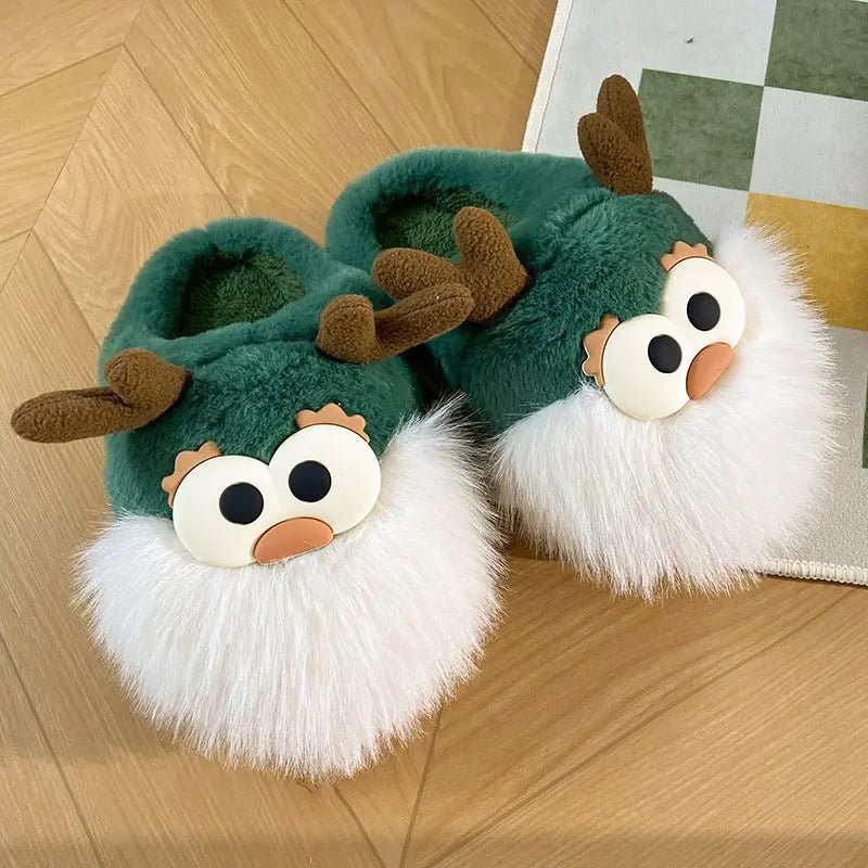 Cute Cartoon Christmas Deer Plush Slippers - Cozy Indoor Shoes for Women - Xandu Limited