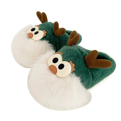 Cute Cartoon Christmas Deer Plush Slippers - Cozy Indoor Shoes for Women - Xandu Limited