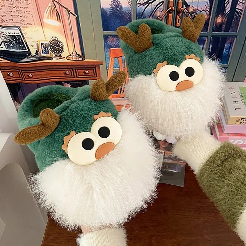 Cute Cartoon Christmas Deer Plush Slippers - Cozy Indoor Shoes for Women - Xandu Limited