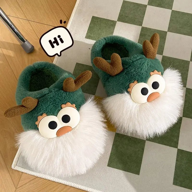 Cute Cartoon Christmas Deer Plush Slippers - Cozy Indoor Shoes for Women - Xandu Limited