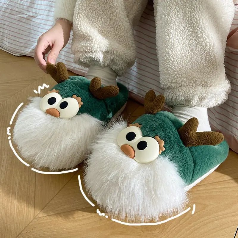 Cute Cartoon Christmas Deer Plush Slippers - Cozy Indoor Shoes for Women - Xandu Limited