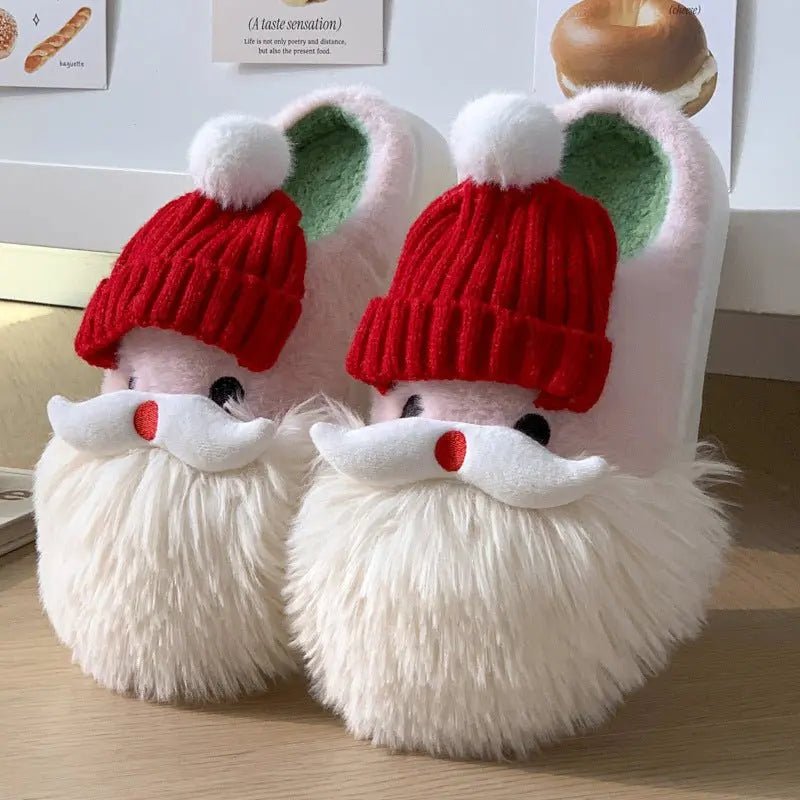 Cute Santa Claus Home Slippers - Plush Winter Shoes for Women - Xandu Limited