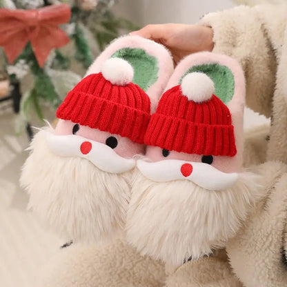 Cute Santa Claus Home Slippers - Plush Winter Shoes for Women - Xandu Limited