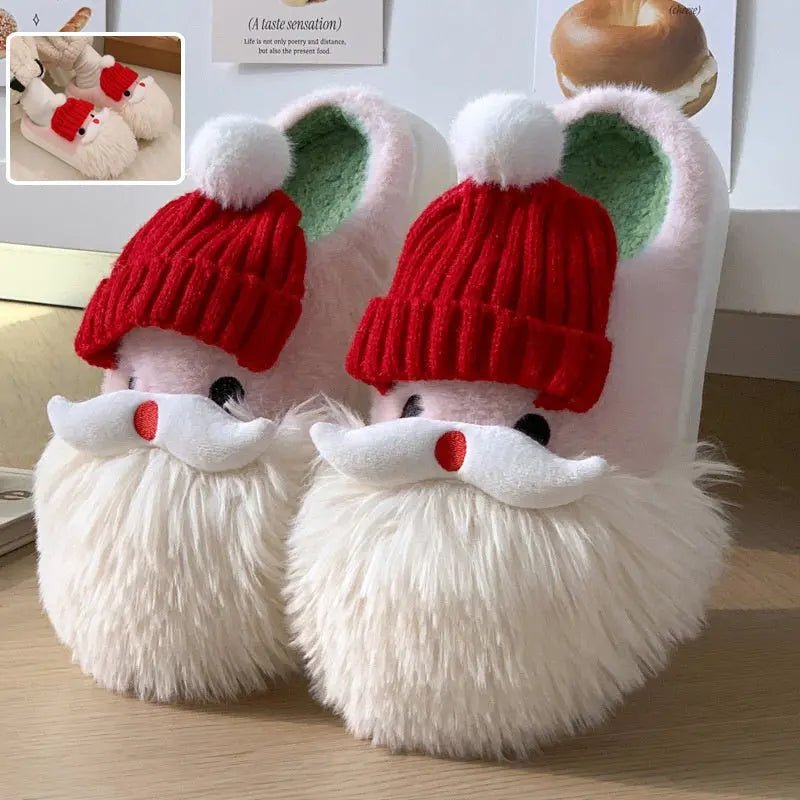 Cute Santa Claus Home Slippers - Plush Winter Shoes for Women - Xandu Limited