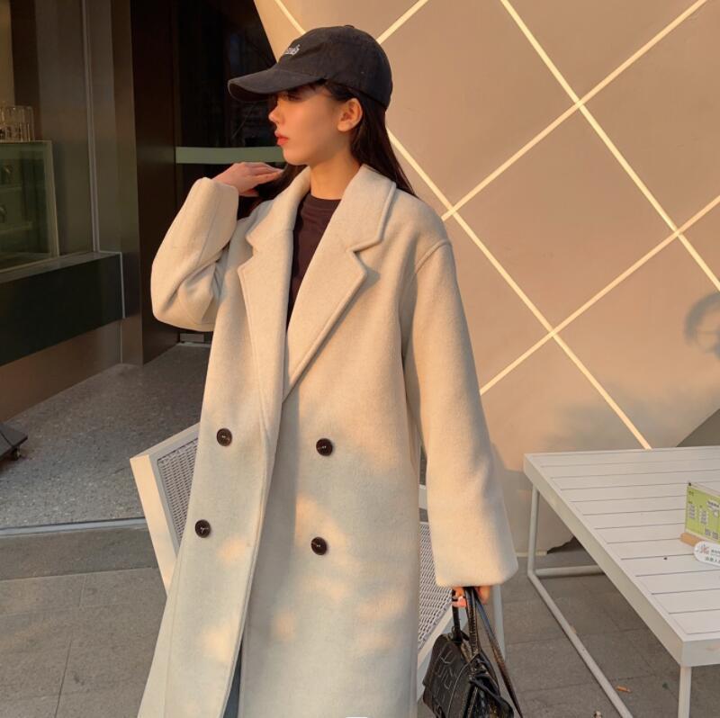 Elegant Double - Breasted Woolen Overcoat – Women's Autumn & Winter Style - Xandu Limited