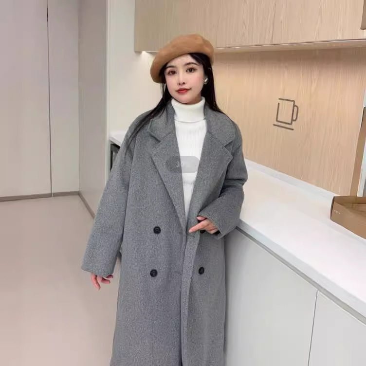 Elegant Double - Breasted Woolen Overcoat – Women's Autumn & Winter Style - Xandu Limited