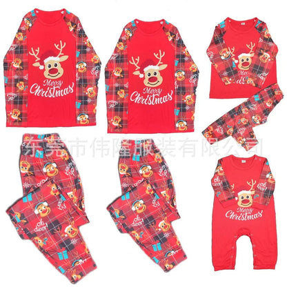 European And American Long Sleeve Home Wear Printed Plaid Christmas Suit - Xandu Limited