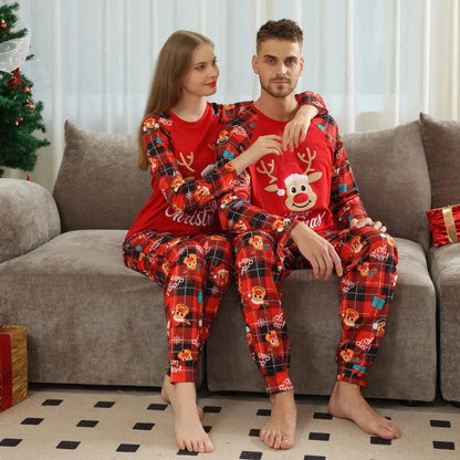 European And American Long Sleeve Home Wear Printed Plaid Christmas Suit - Xandu Limited