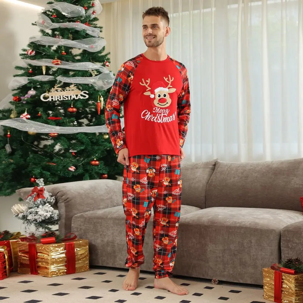 European And American Long Sleeve Home Wear Printed Plaid Christmas Suit - Xandu Limited