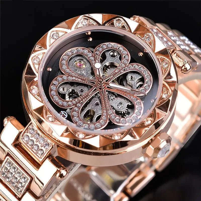 Forsining Automatic Ladies Watch - Luxury Rhinestone Rose Gold Design - Xandu Limited