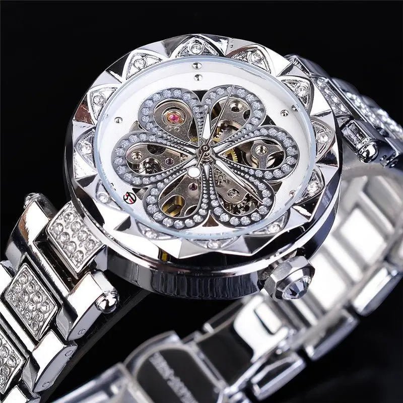 Forsining Automatic Ladies Watch - Luxury Rhinestone Rose Gold Design - Xandu Limited