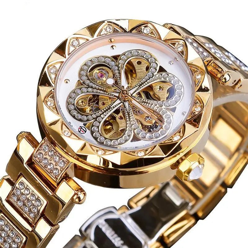 Forsining Automatic Ladies Watch - Luxury Rhinestone Rose Gold Design - Xandu Limited