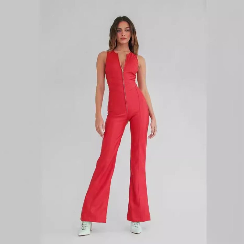 Heart - Shape Backless Denim Jumpsuit – High Waist Retro Summer Style - Xandu Limited