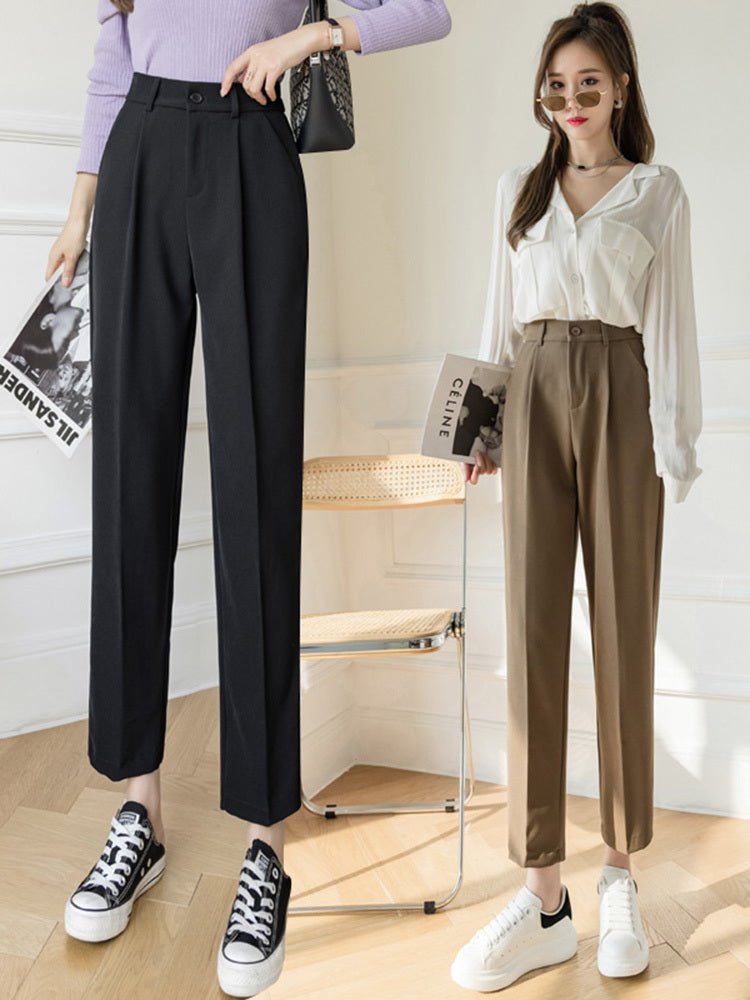 High - Waist Nine - Point Suit Pants – Slim Loose Straight Casual Fit - Xandu Limited