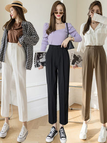 High - Waist Nine - Point Suit Pants – Slim Loose Straight Casual Fit - Xandu Limited