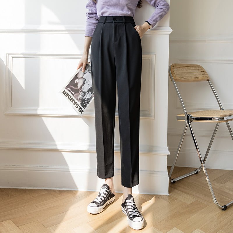 High - Waist Nine - Point Suit Pants – Slim Loose Straight Casual Fit - Xandu Limited