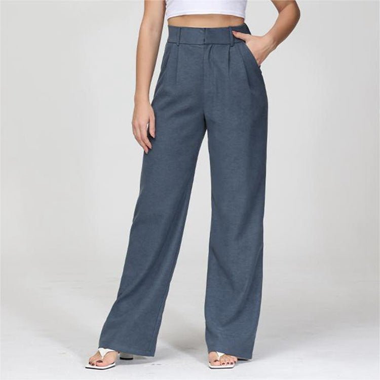 High Waist Wide - Leg Trousers – Straight Casual Pants with Pockets - Xandu Limited