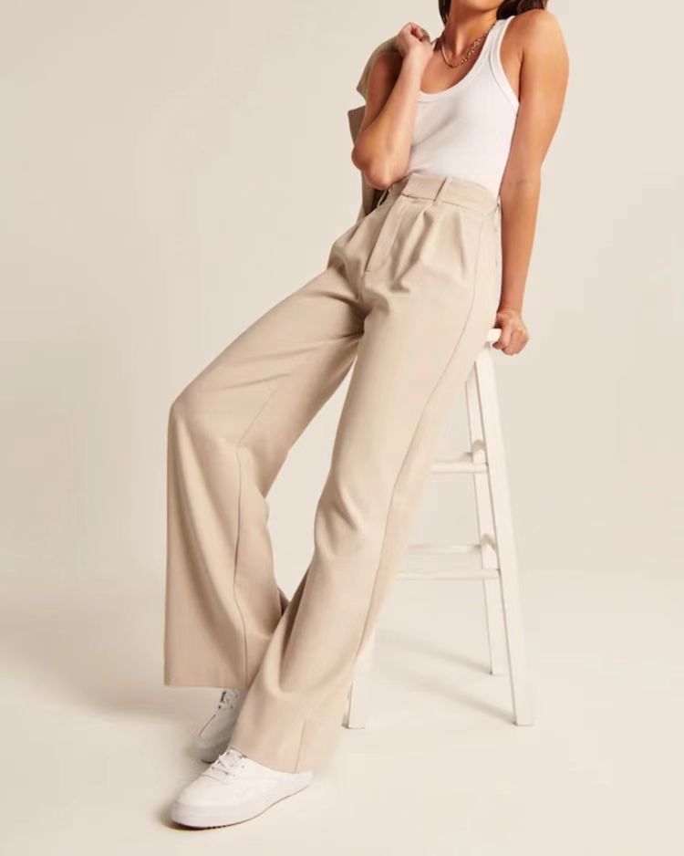 High Waist Wide - Leg Trousers – Straight Casual Pants with Pockets - Xandu Limited